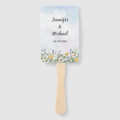 Boho Wildflower Waterverf Personaliseer bruiloft Handwaaier (Voorkant)