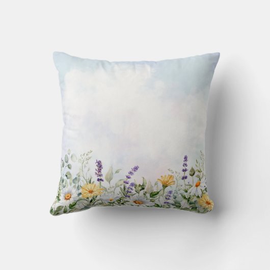 Boho Wildflower Waterverf Personaliseer bruiloft Kussen (Achterkant)