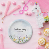 Boho Wildflower Waterverf Personaliseer bruiloft Papieren Bordje (Feest)