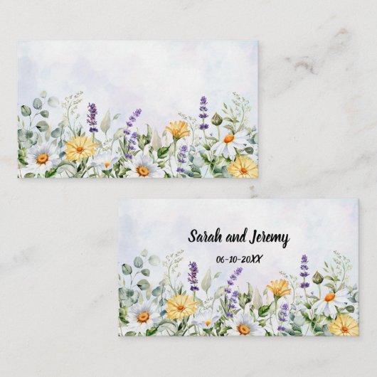 Boho Wildflower Waterverf Personaliseer bruiloft Plaatskaartje (Voorkant / Achterkant)