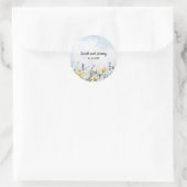 Boho Wildflower Waterverf Personaliseer bruiloft Ronde Sticker (Tas)