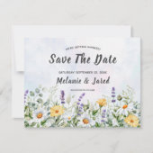 Boho Wildflower Waterverf Personaliseer bruiloft Save The Date (Voorkant)