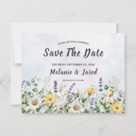 Boho Wildflower Waterverf Personaliseer bruiloft Save The Date