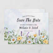 Boho Wildflower Waterverf Personaliseer bruiloft Save The Date (Voorkant / Achterkant)