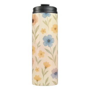 Boho Wildflower Waterverf Thermosbeker