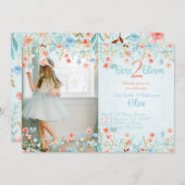 Boho Wildflower waterverf Verjaardagsuitnodiging Kaart (Voorkant / Achterkant)