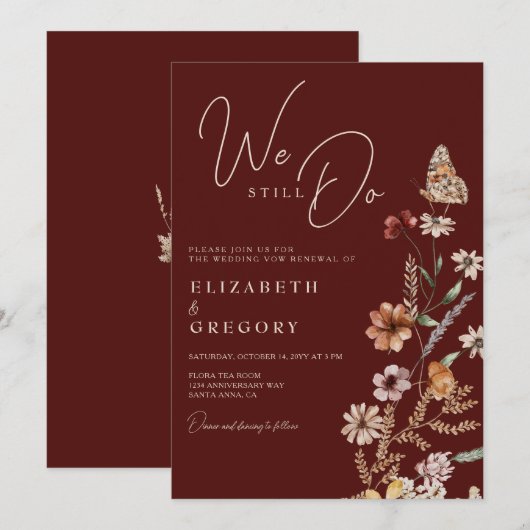 Boho Wildflower We doen nog steeds gelofte van ver Kaart (Voorkant / Achterkant)