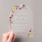 Boho Wildflower Wedding Acryl Uitnodigingen (Insitu (Draagbaar))
