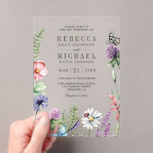 Boho Wildflower Wedding Acryl Uitnodigingen (Insitu (Draagbaar))