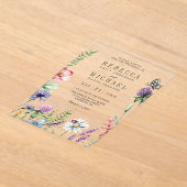 Boho Wildflower Wedding Acryl Uitnodigingen (Laagn)