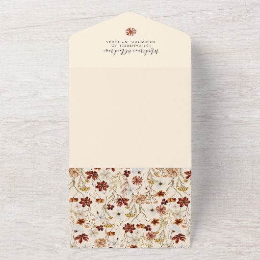 Boho Wildflower Wedding All In One Uitnodiging (Buitenkant)