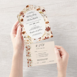 Boho Wildflower Wedding All In One Uitnodiging