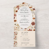 Boho Wildflower Wedding All In One Uitnodiging (Binnen)