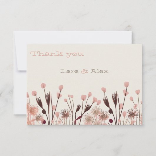 Boho Wildflower Wedding Bedankkaart (Voorkant)
