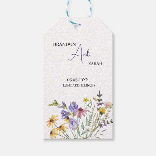 Boho Wildflower Wedding Cadeaulabel (Voorkant)