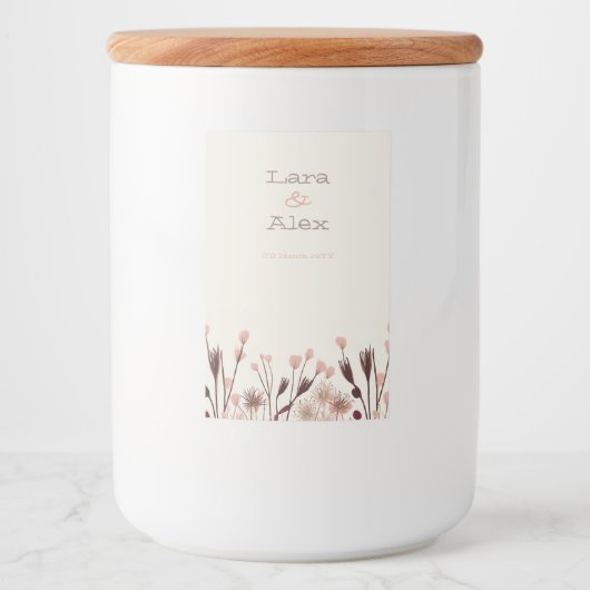 Boho Wildflower Wedding Candle Label Voedselcontainer Etiket (Voorkant)
