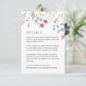 Boho Wildflower Wedding Details Kaart (Staand voorkant)