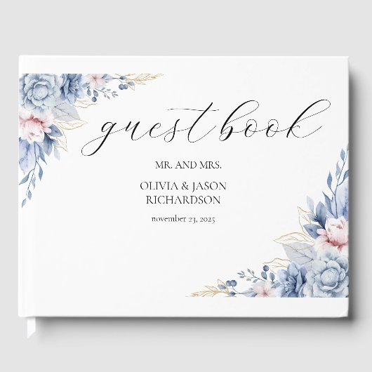 Boho Wildflower Wedding Elegant Script Gastenboek (Voorkant)