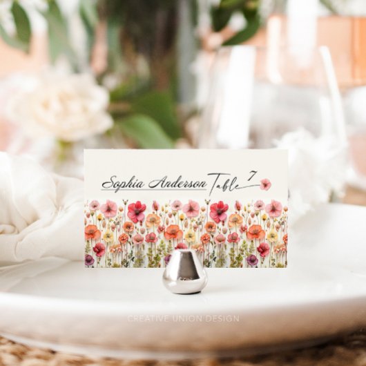 Boho Wildflower Wedding Flat Place Cards Plaatskaartje