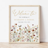 Boho Wildflower Wedding Garden Flowers Welkom Poster