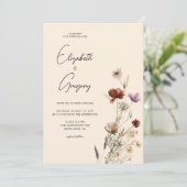 Boho Wildflower Wedding Invitation Kaart (Staand voorkant)