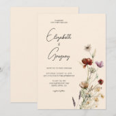 Boho Wildflower Wedding Invitation Kaart (Voorkant / Achterkant)