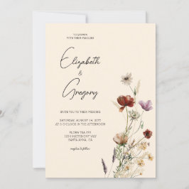 Boho Wildflower Wedding Invitation Kaart