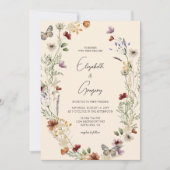 Boho Wildflower Wedding Invitation Kaart (Voorkant)
