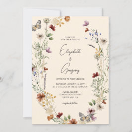 Boho Wildflower Wedding Invitation Kaart