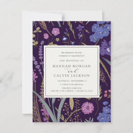 Boho Wildflower Wedding Invitation Kaart (Voorkant)