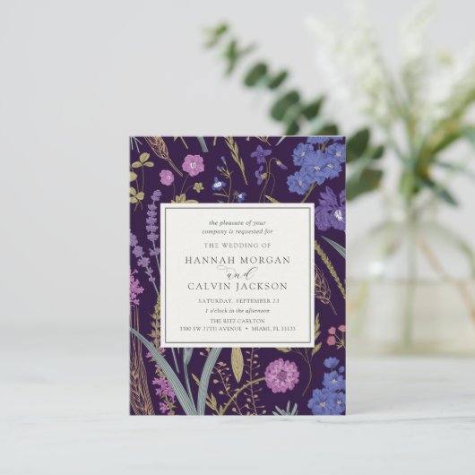 Boho Wildflower Wedding Invitation Kaart (Staand voorkant)