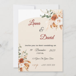 Boho Wildflower Wedding Invitation Kaart