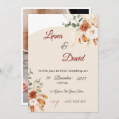 Boho Wildflower Wedding Invitation Kaart (Voorkant / Achterkant)