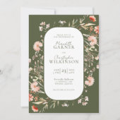 Boho Wildflower Wedding Invitation Kaart (Voorkant)