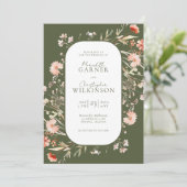 Boho Wildflower Wedding Invitation Kaart (Staand voorkant)