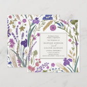 Boho Wildflower Wedding Invitation Kaart (Voorkant / Achterkant)