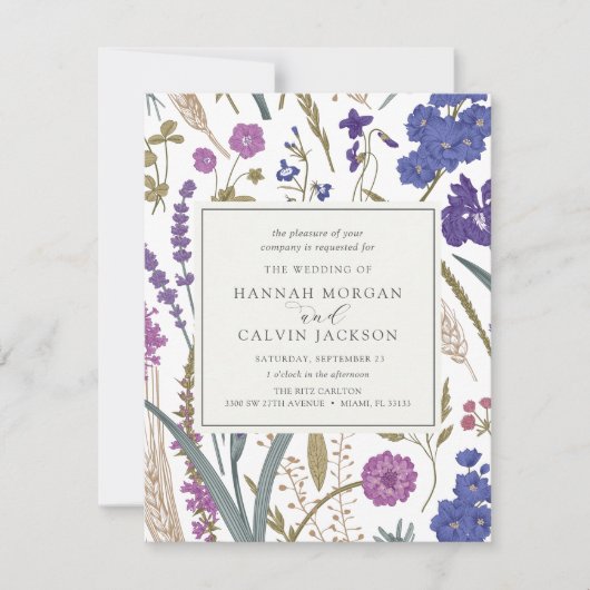 Boho Wildflower Wedding Invitation Kaart (Voorkant)