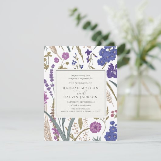 Boho Wildflower Wedding Invitation Kaart (Staand voorkant)