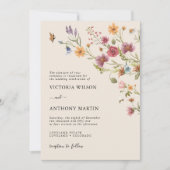 Boho Wildflower Wedding Invitation Kaart (Voorkant)