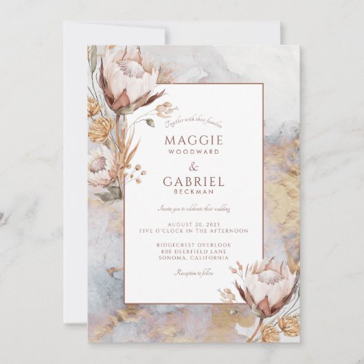 Boho Wildflower Wedding Invitation Kaart (Voorkant)