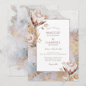 Boho Wildflower Wedding Invitation Kaart (Voorkant / Achterkant)