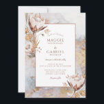 Boho Wildflower Wedding Invitation Kaart<br><div class="desc">Deze rustieke boho huwelijksuitnodiging is voorzien van een sierlijke veeg van wilde bloemen in warme terracotta en zachte crème, gerangschikt met intentie langs de rand van het tekst lijst. De subtiele kromming van botanicals langs de rand van het tekstritme, voegt natuurlijk lijst of flow toe, waardoor het ontwerp een rustige...</div>