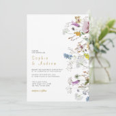 Boho Wildflower Wedding Invitation Kaart (Staand voorkant)