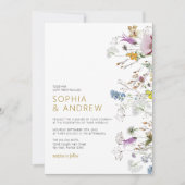 Boho Wildflower Wedding Invitation Kaart (Voorkant)
