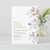 Boho Wildflower Wedding Invitation Kaart (Staand voorkant)