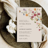 Boho Wildflower Wedding Invitation Kaart