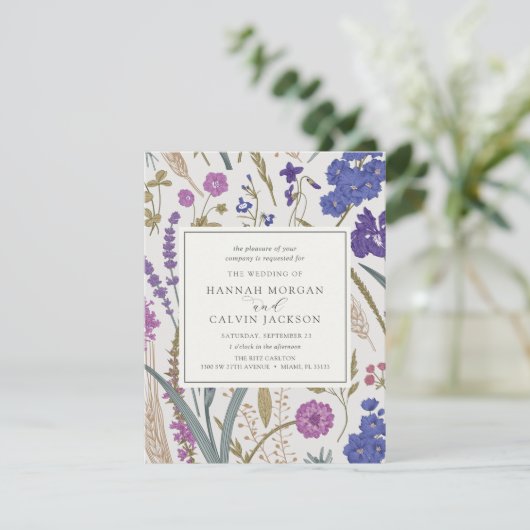 Boho Wildflower Wedding Invitation Kaart (Staand voorkant)