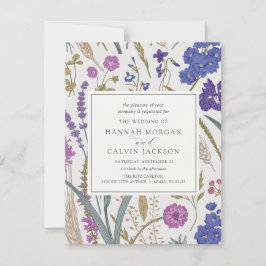 Boho Wildflower Wedding Invitation Kaart