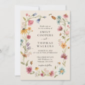 Boho Wildflower Wedding Invitation Kaart (Voorkant)