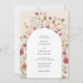 Boho Wildflower Wedding Invitation Kaart (Voorkant)